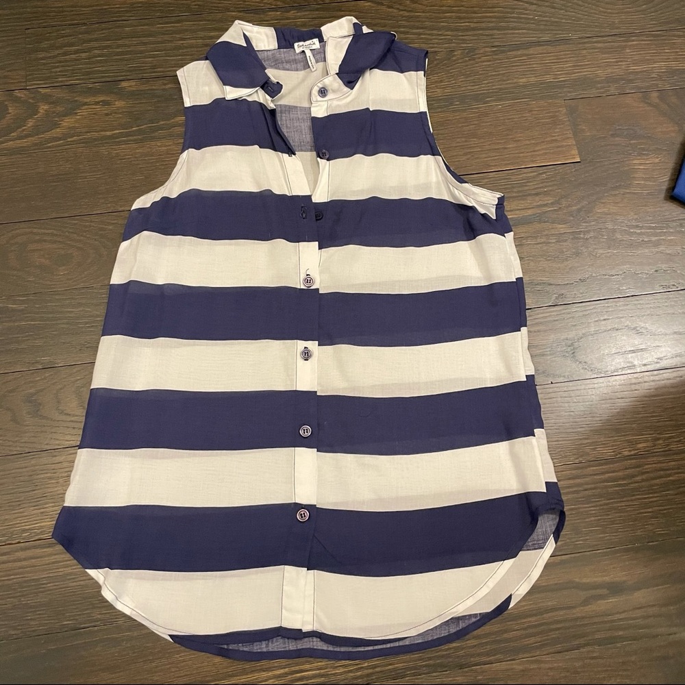 Splendid Sleeveless Button Striped Top, X-Small